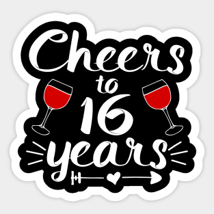 Cheers to 16 years Anniversary Gifts For Couple, Women and Men Sticker